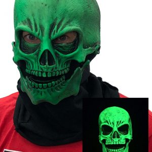 Adult UV Green Glow Skull Mask