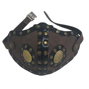 Adult Vented Faux Leather Steampunk Mask with Studs