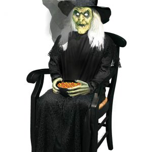 Animated Candy Bowl Sitting Witch Prop