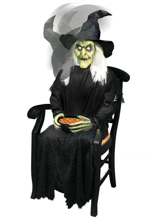 Animated Candy Bowl Sitting Witch Prop