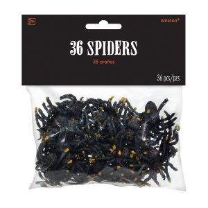 Bag of 36 Plastic Spiders Halloween Decoration