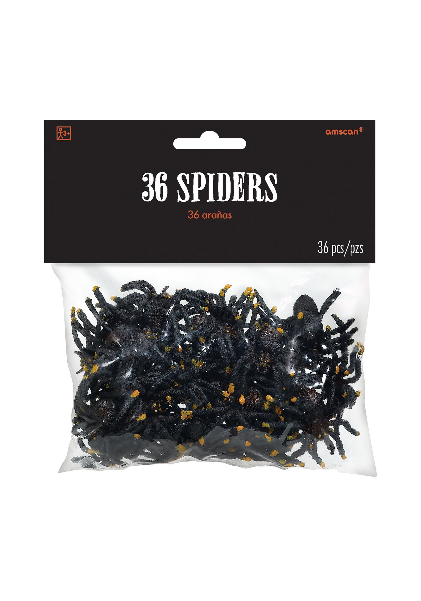 Bag of 36 Plastic Spiders Halloween Decoration