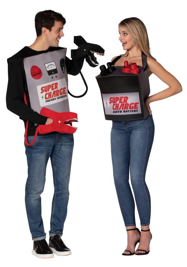 Battery & Jumper Cables Couple's Costume for Adults