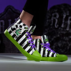 Beetlejuice Black and White Striped Unisex Sneakers