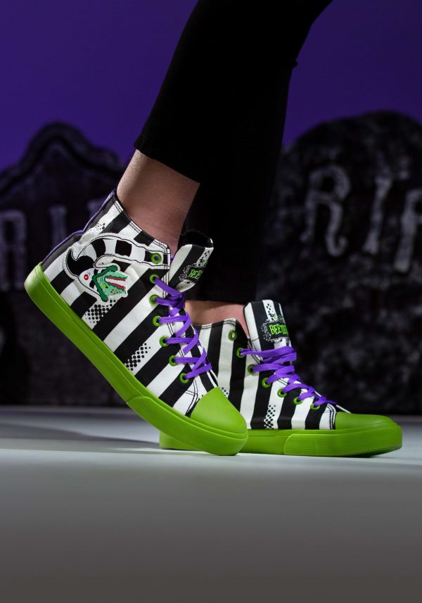 Beetlejuice Black and White Striped Unisex Sneakers
