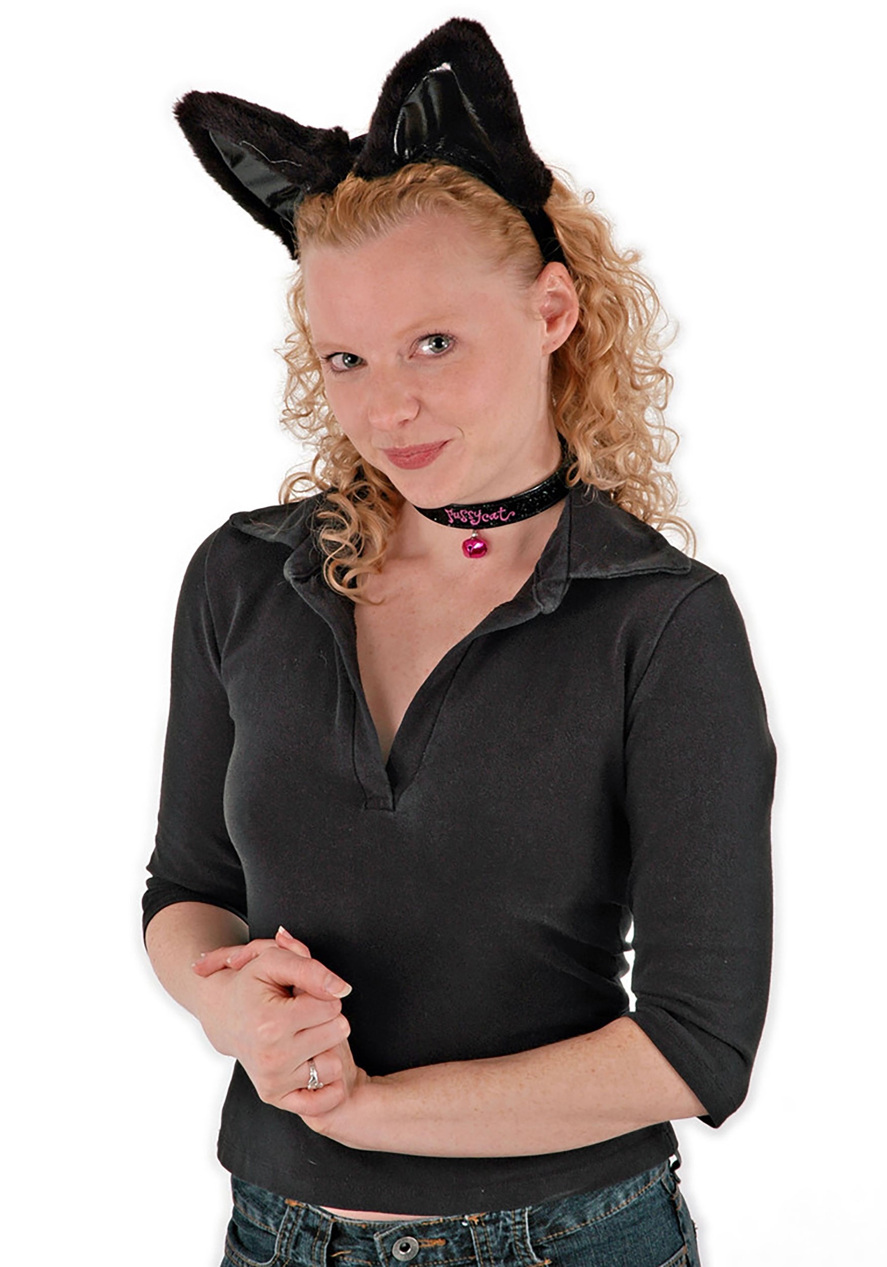 Black Cat Ears Headband Collar & Tail Kit