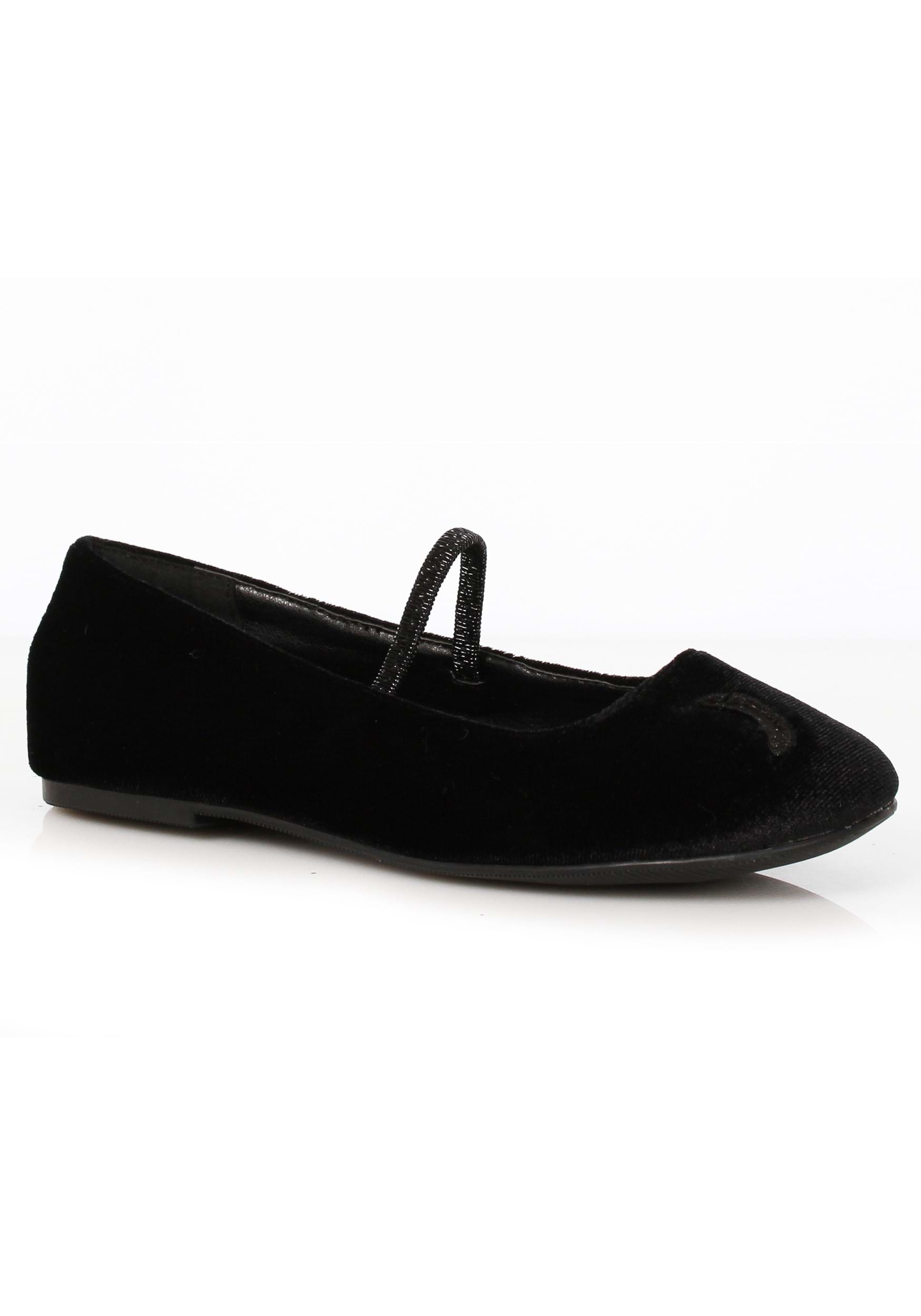 Black Crescent Girls Witch Ballet Flat Shoes