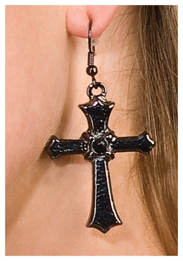 Black Cross Earrings