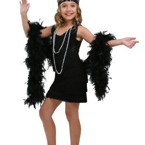 Black Fringe Flapper Costume for Girls