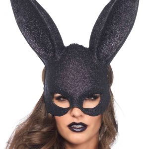 Black Glitter Bunny Mask