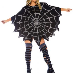Black Glitter Web Poncho Costume