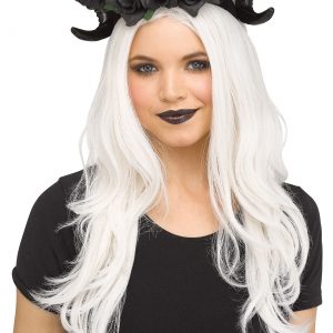 Black Horns and Flowers Headpiece