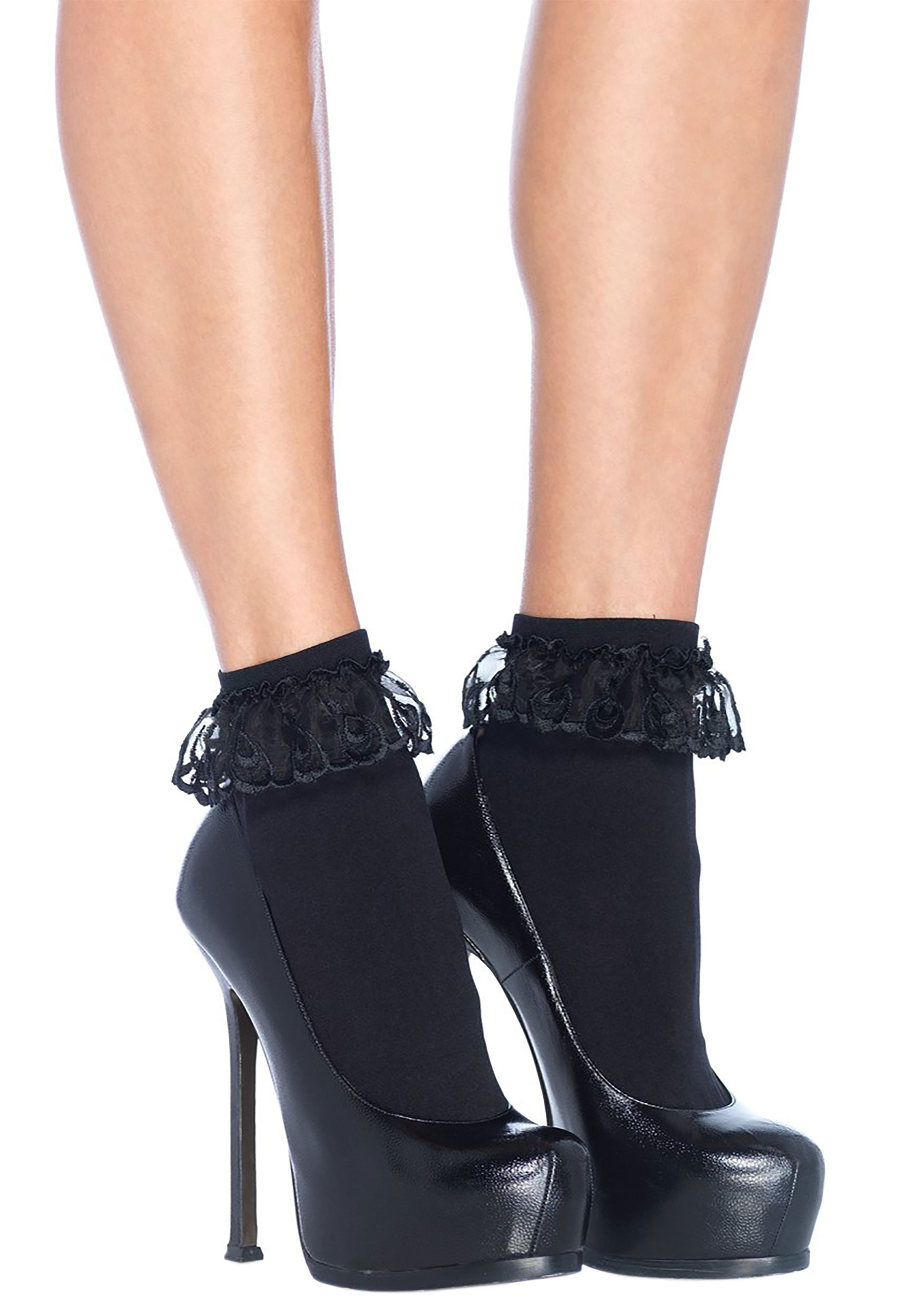 Black Lace Ruffle Ankle Women’s Socks