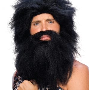 Black Prehistoric Wig and Beard for Men