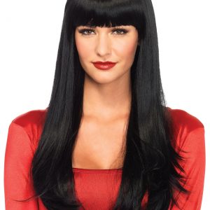 Black Straight Wig with Bangs