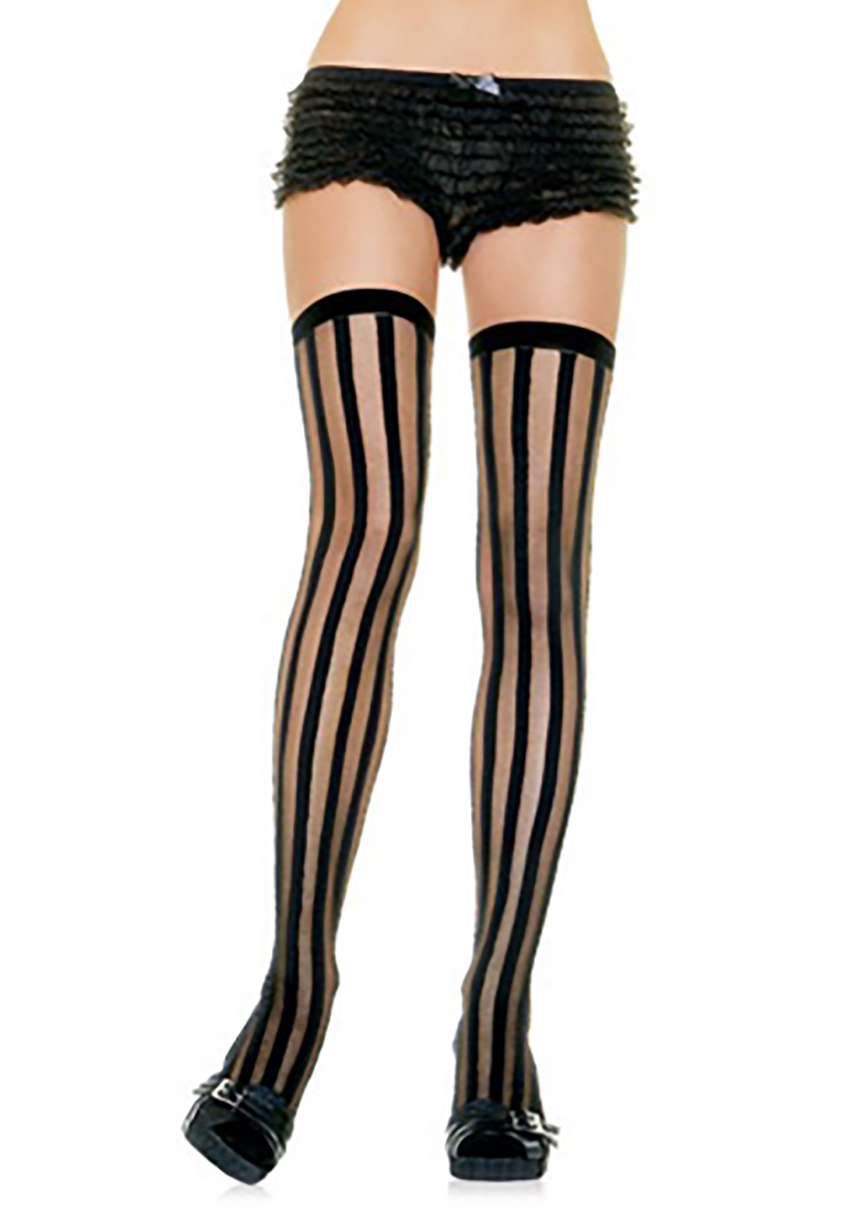 Black Striped Stockings for Women