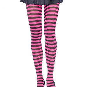 Black and Pink Striped Nylon Tights