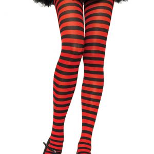 Black and Red Plus Size Striped Nylon Tights