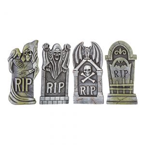 Boneyard Set of 4 Tombstones Halloween Decoration