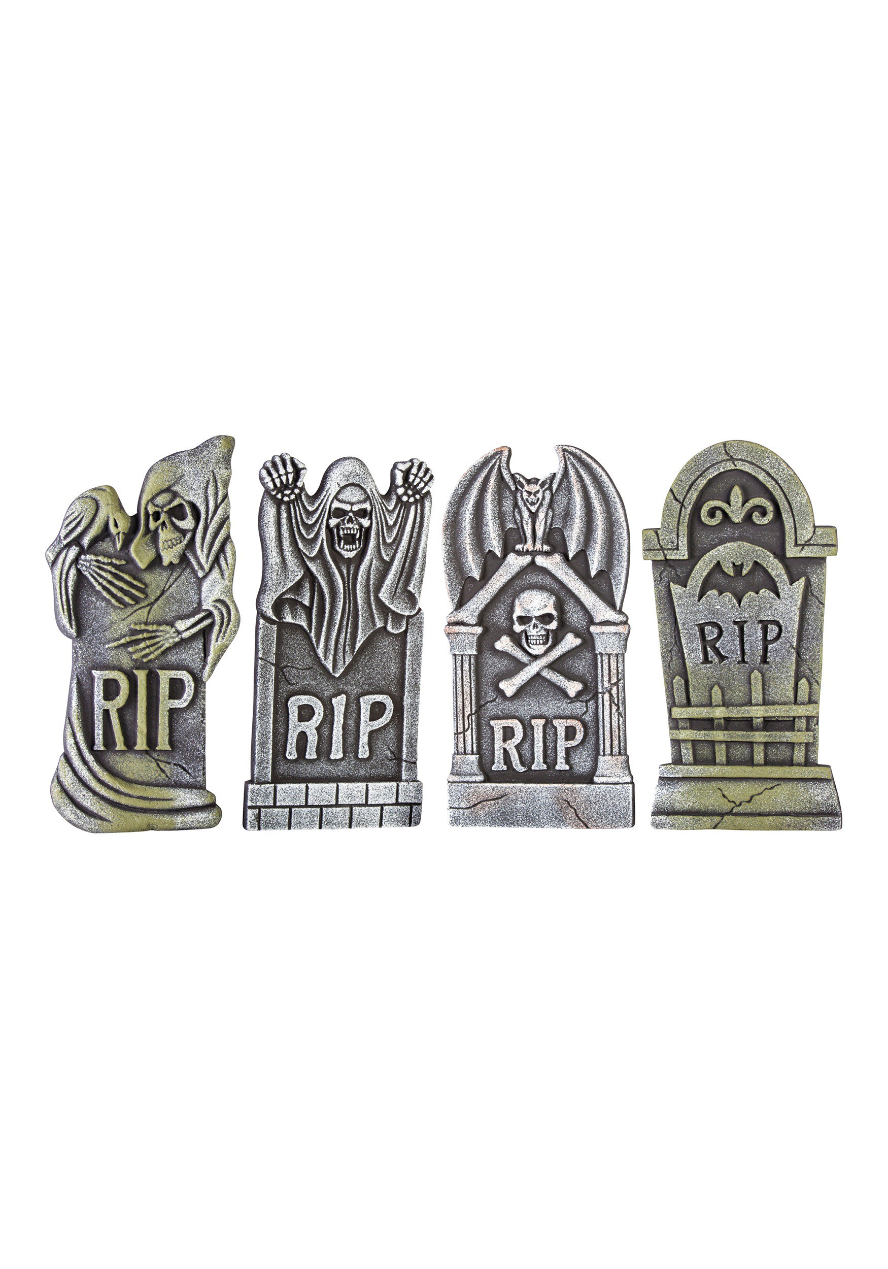 Boneyard Set of 4 Tombstones Halloween Decoration