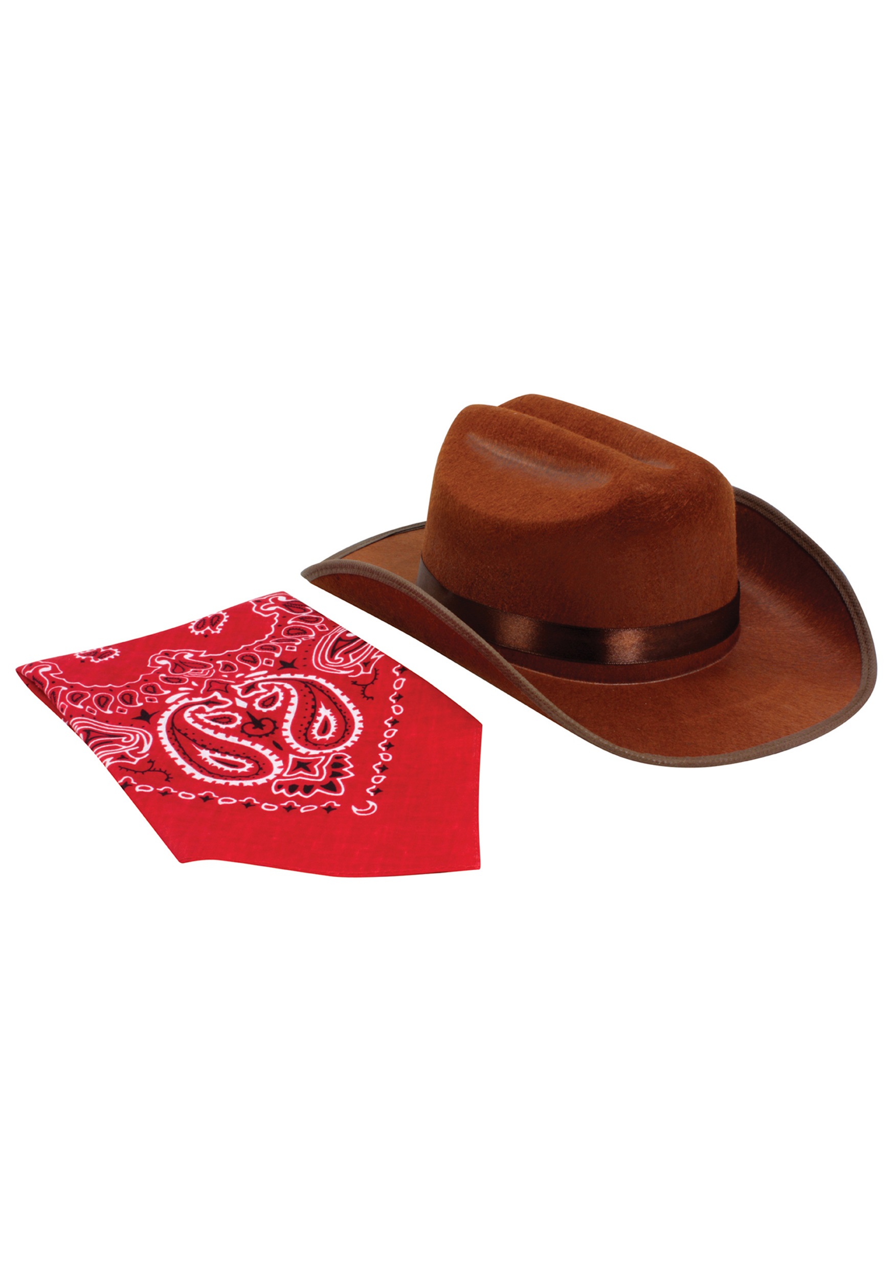Brown Junior Cowboy Costume Hat and Bandana Set