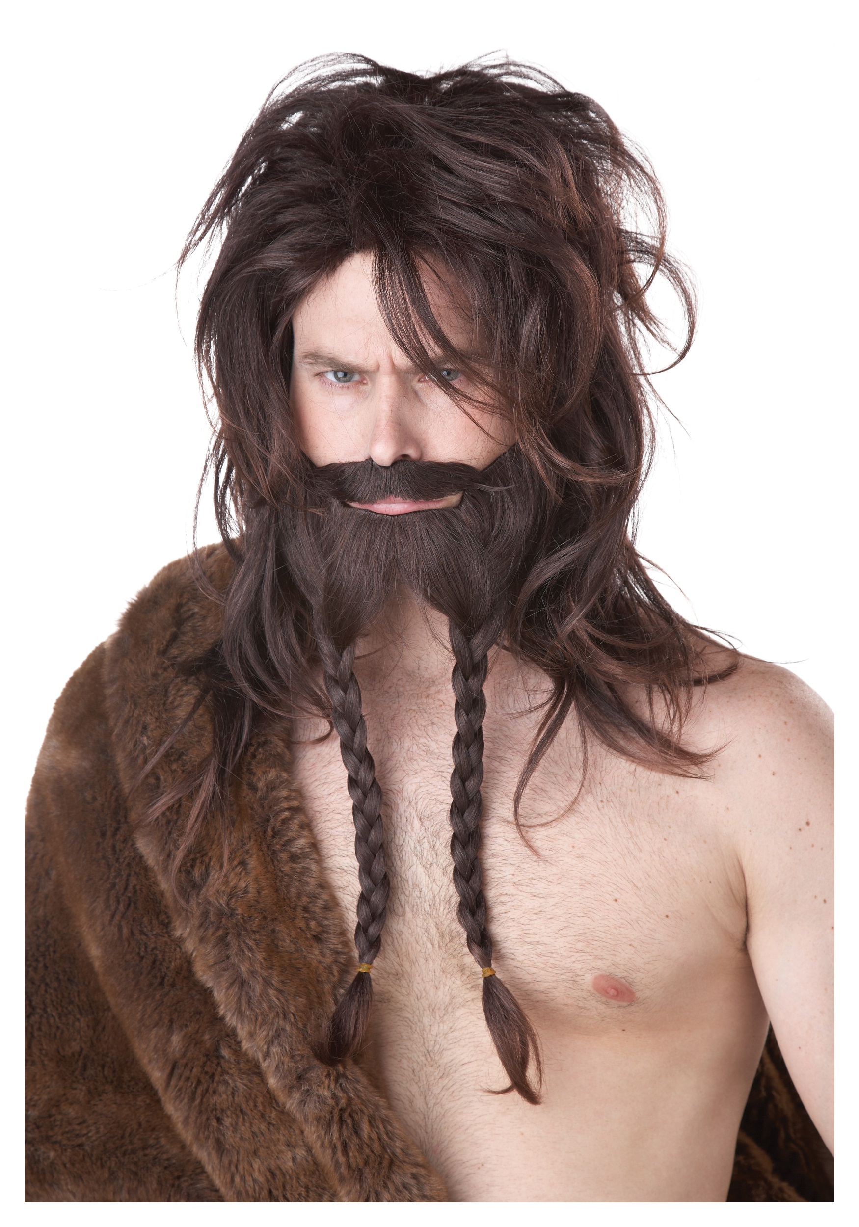 Brown Viking Wig, Beard and Mustache Set