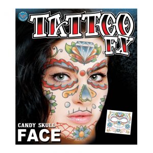 Candy Skull Face Temporary Tattoo