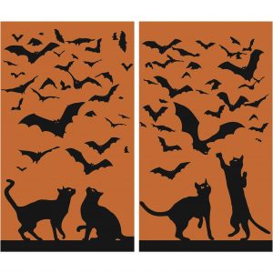 Cats & Bats Silhouette Window Poster Decoration