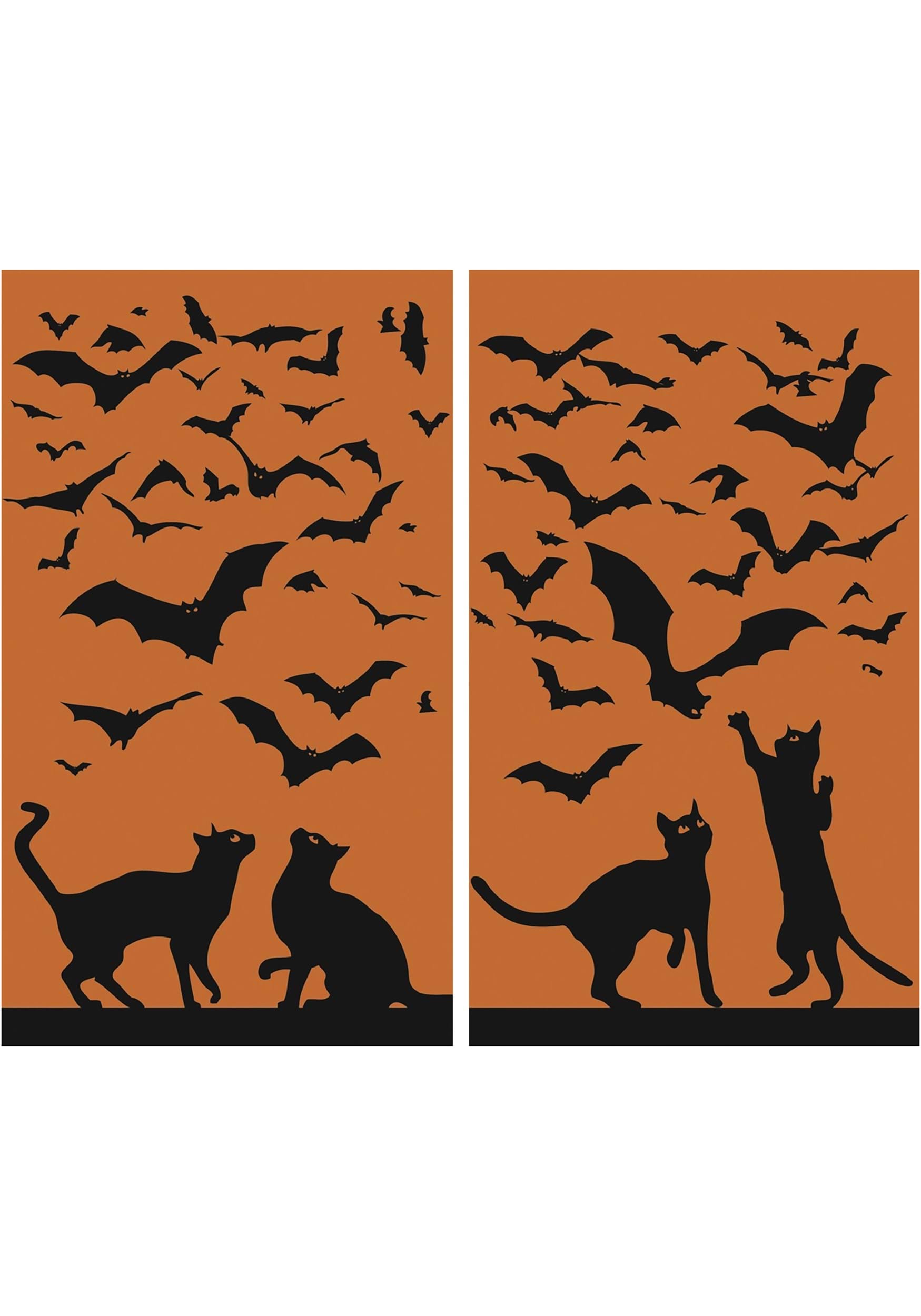 Cats & Bats Silhouette Window Poster Decoration