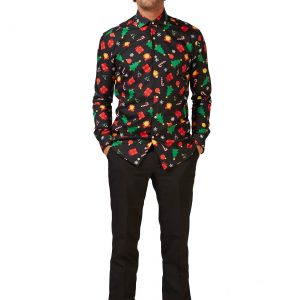 Christmas Icons Button Up Shirt for Adults
