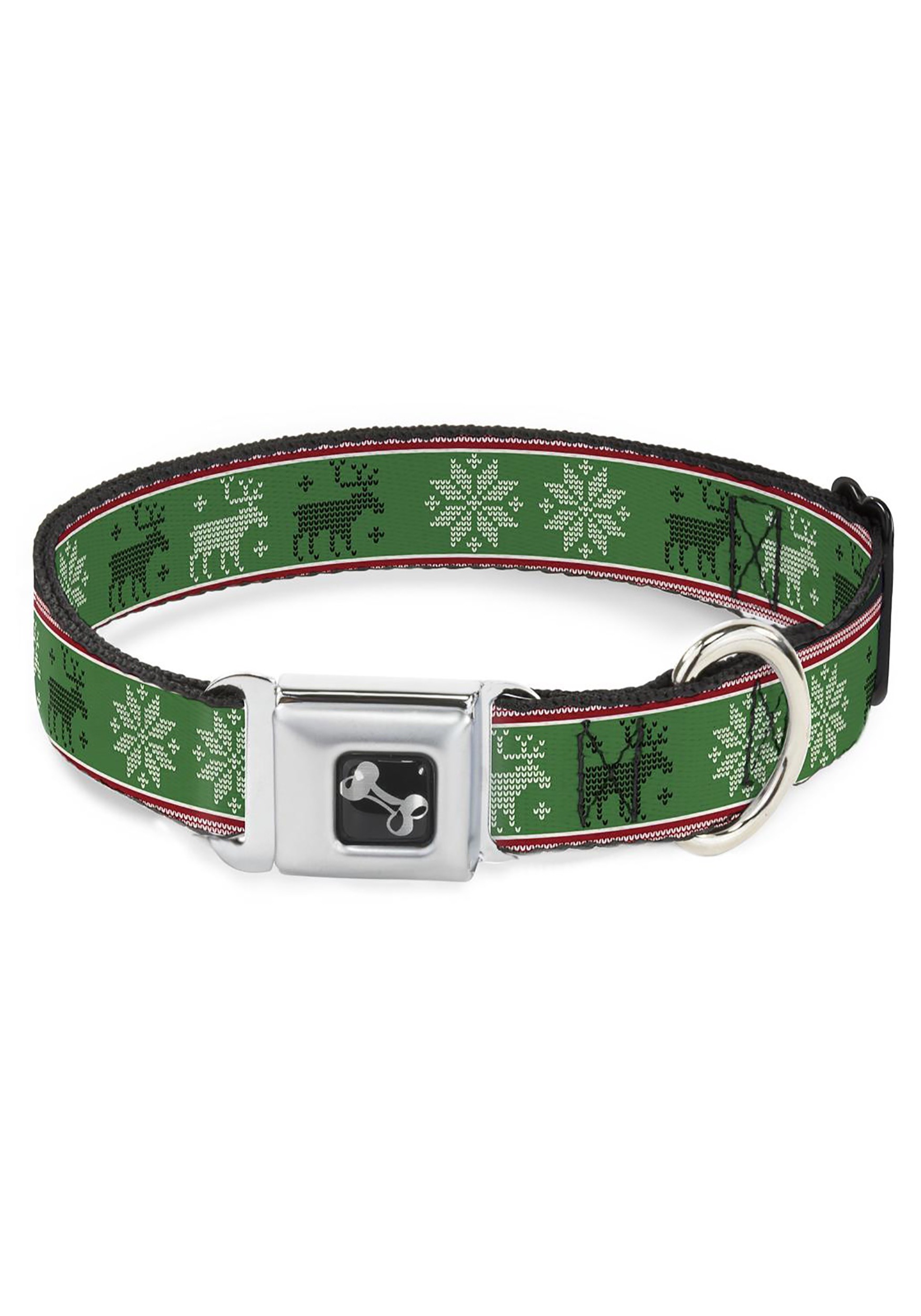 Christmas Pattern Moose/Snowflakes Seatbelt Dog Collar