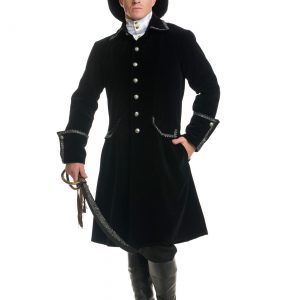 Deluxe Black Pirate Jacket with Pockets Costume for Men