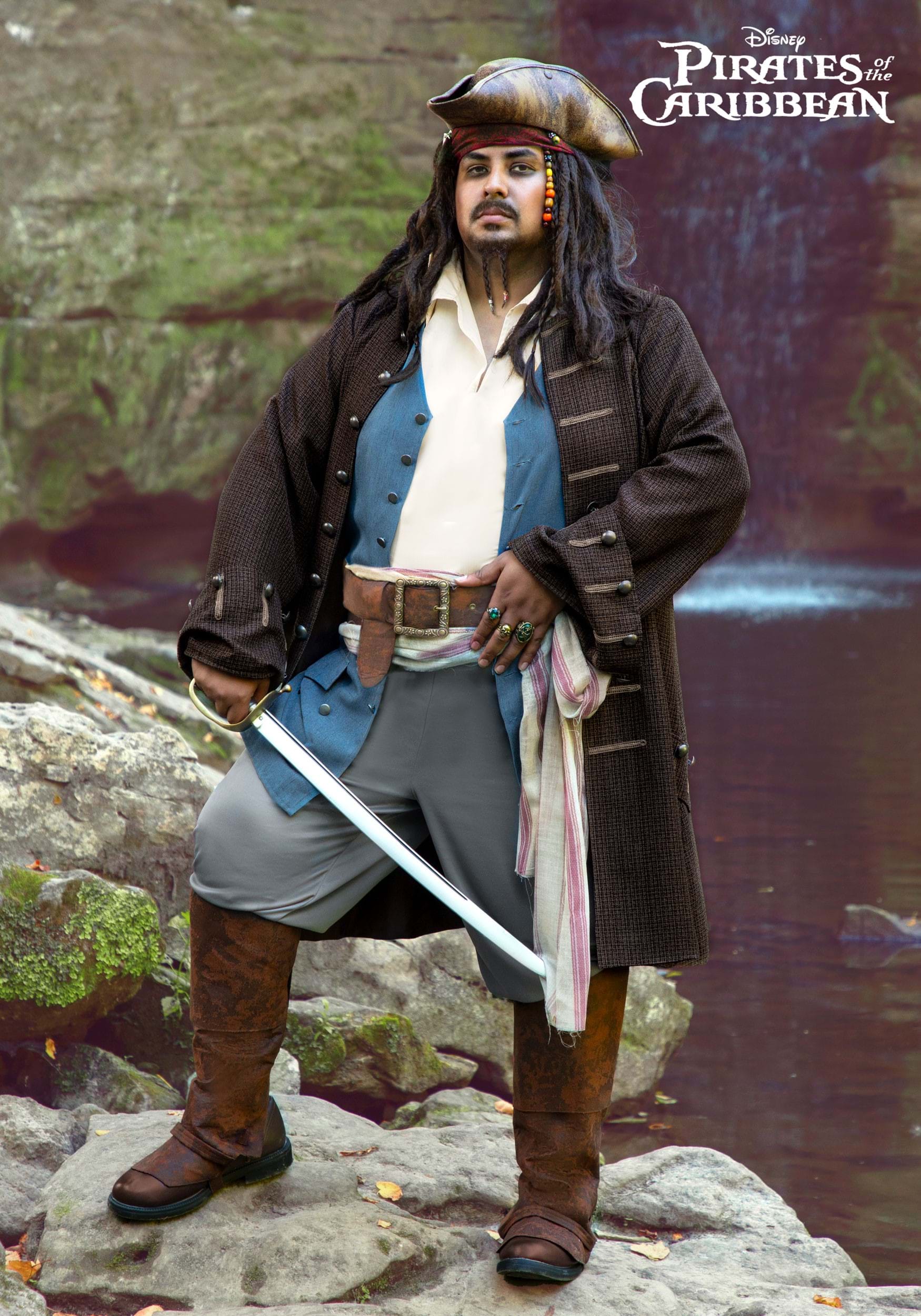 Deluxe Jack Sparrow Pirate Plus Size Mens Costume