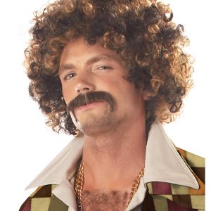 Disco Dirt Bag Wig and Mustache for Men