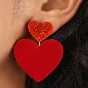 Double Heart Drop Lucite Earring