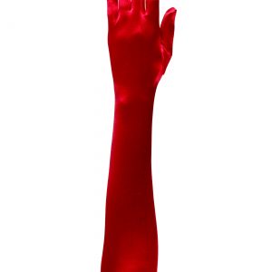 Elbow Length Red Gloves for Women