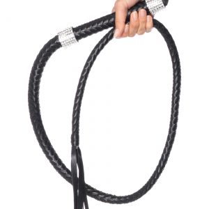 Faux Black Leather Whip