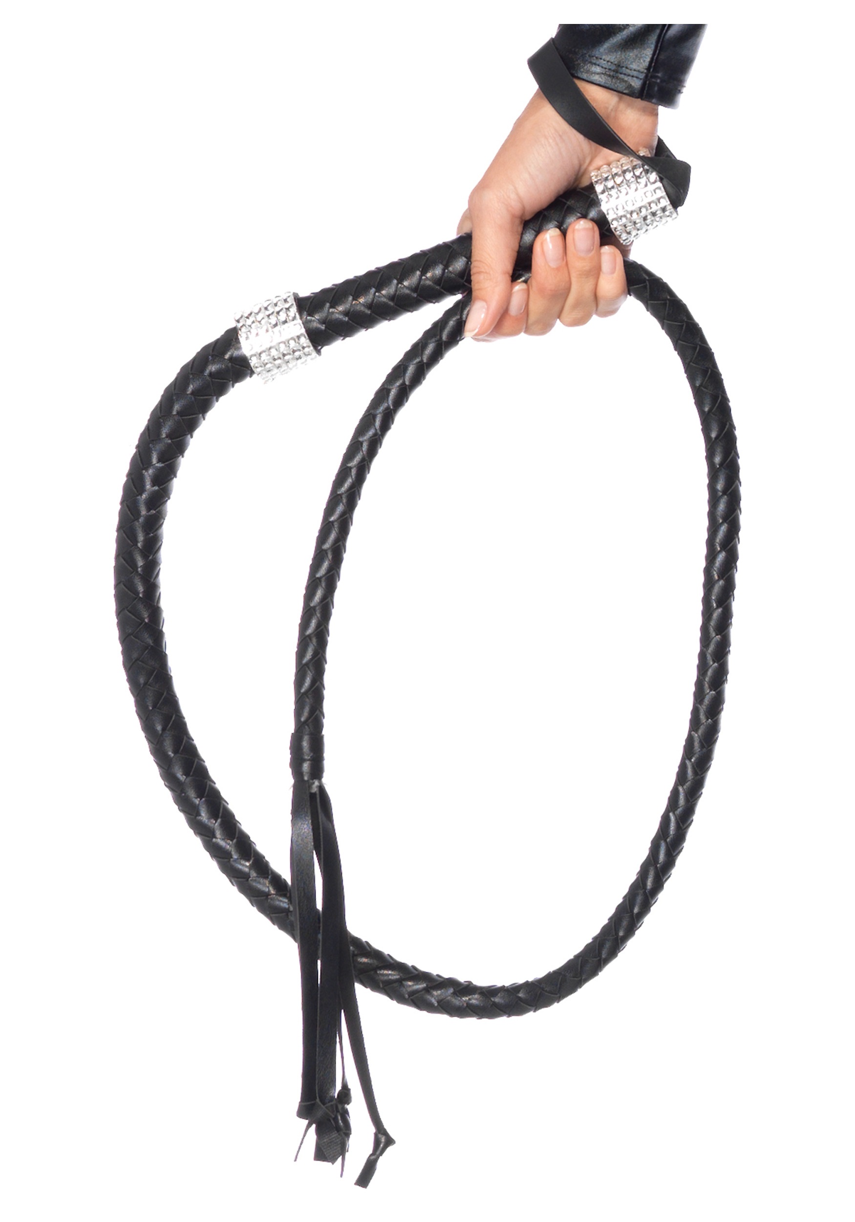 Faux Black Leather Whip