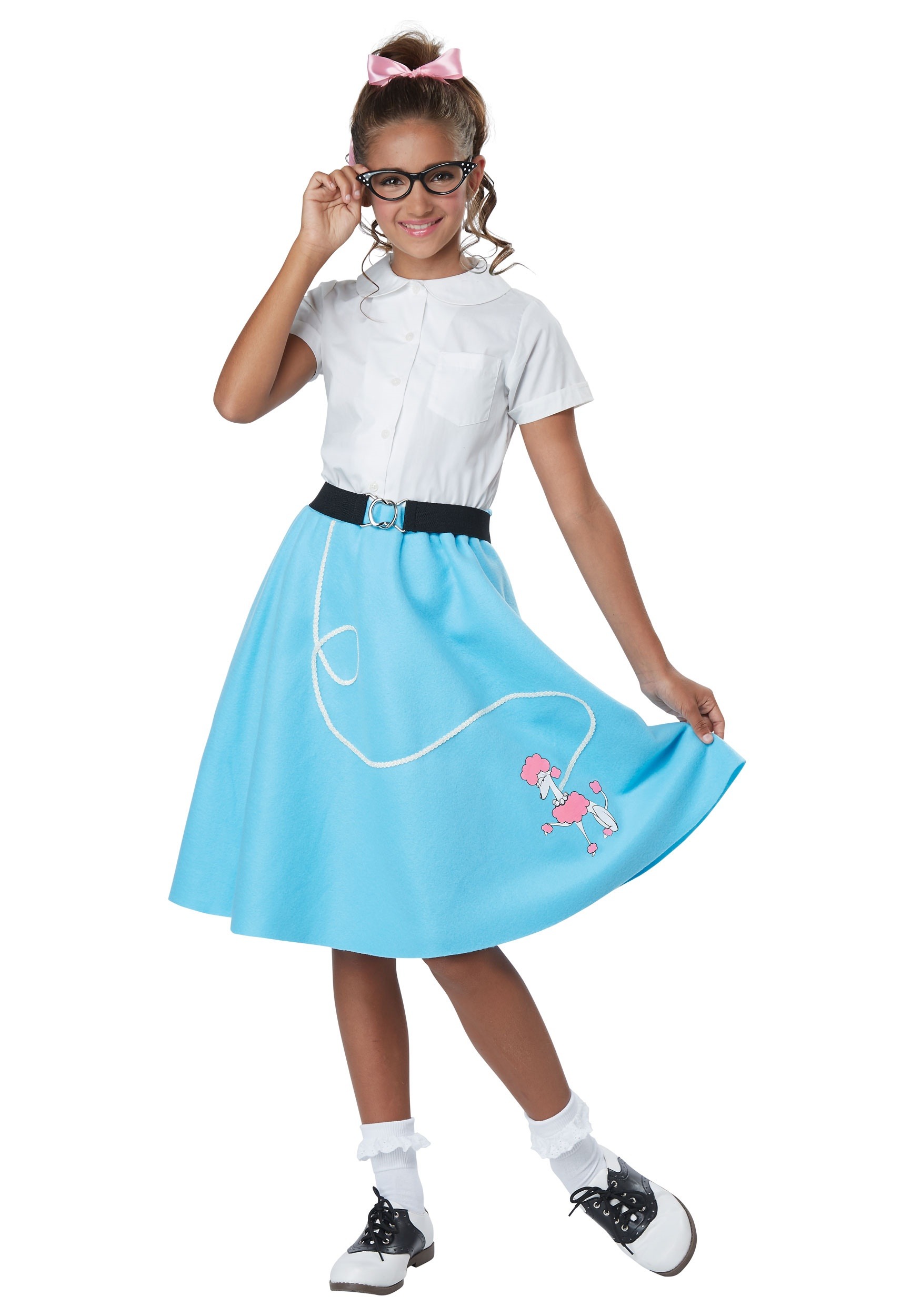 Girls Blue 50's Poodle Skirt Costume