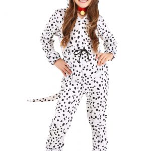 Girls Cozy Dalmatian Jumpsuit Costume