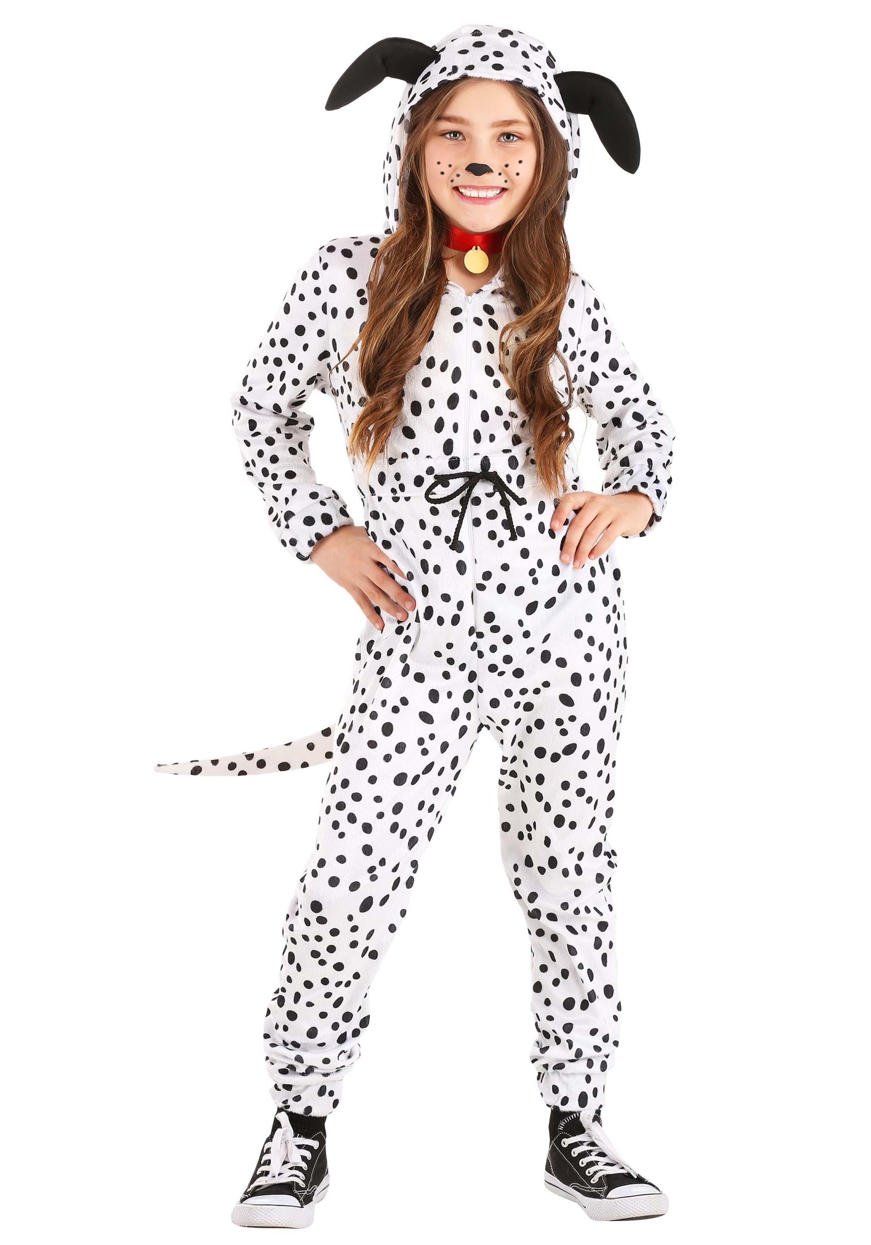 Girls Cozy Dalmatian Jumpsuit Costume