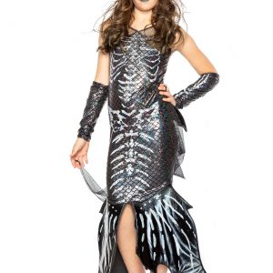 Girl's Dark Skeleton Mermaid Costume