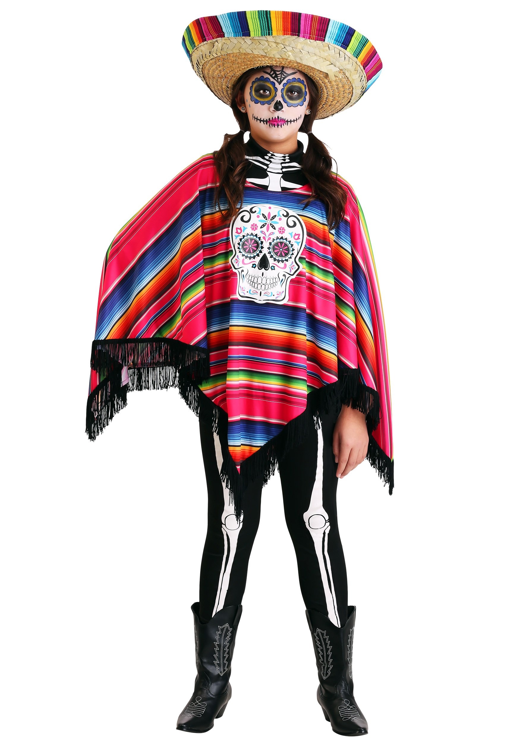 Girl’s Day of the Dead Poncho Costume