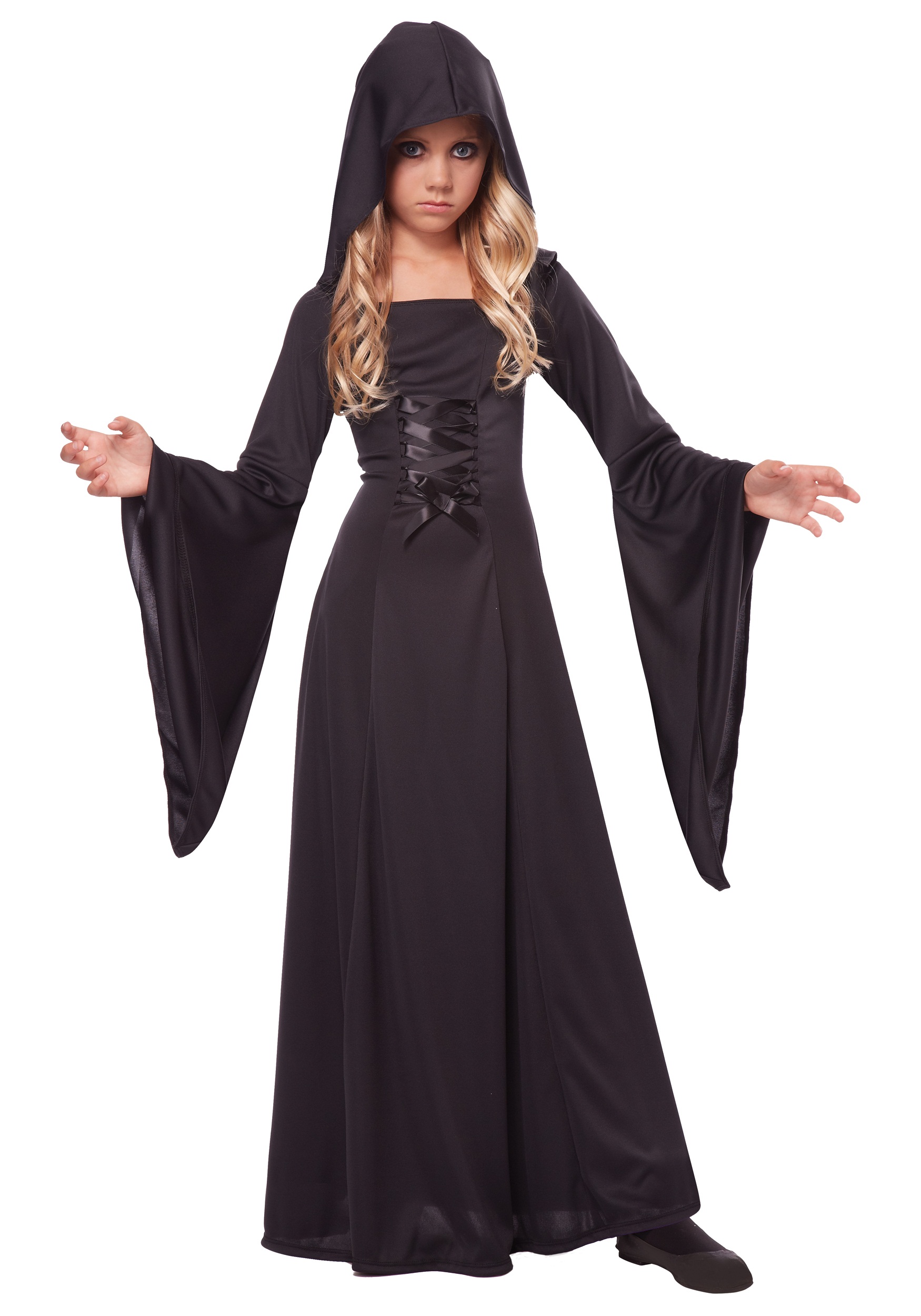 Girl’s Deluxe Black Hooded Robe Costume