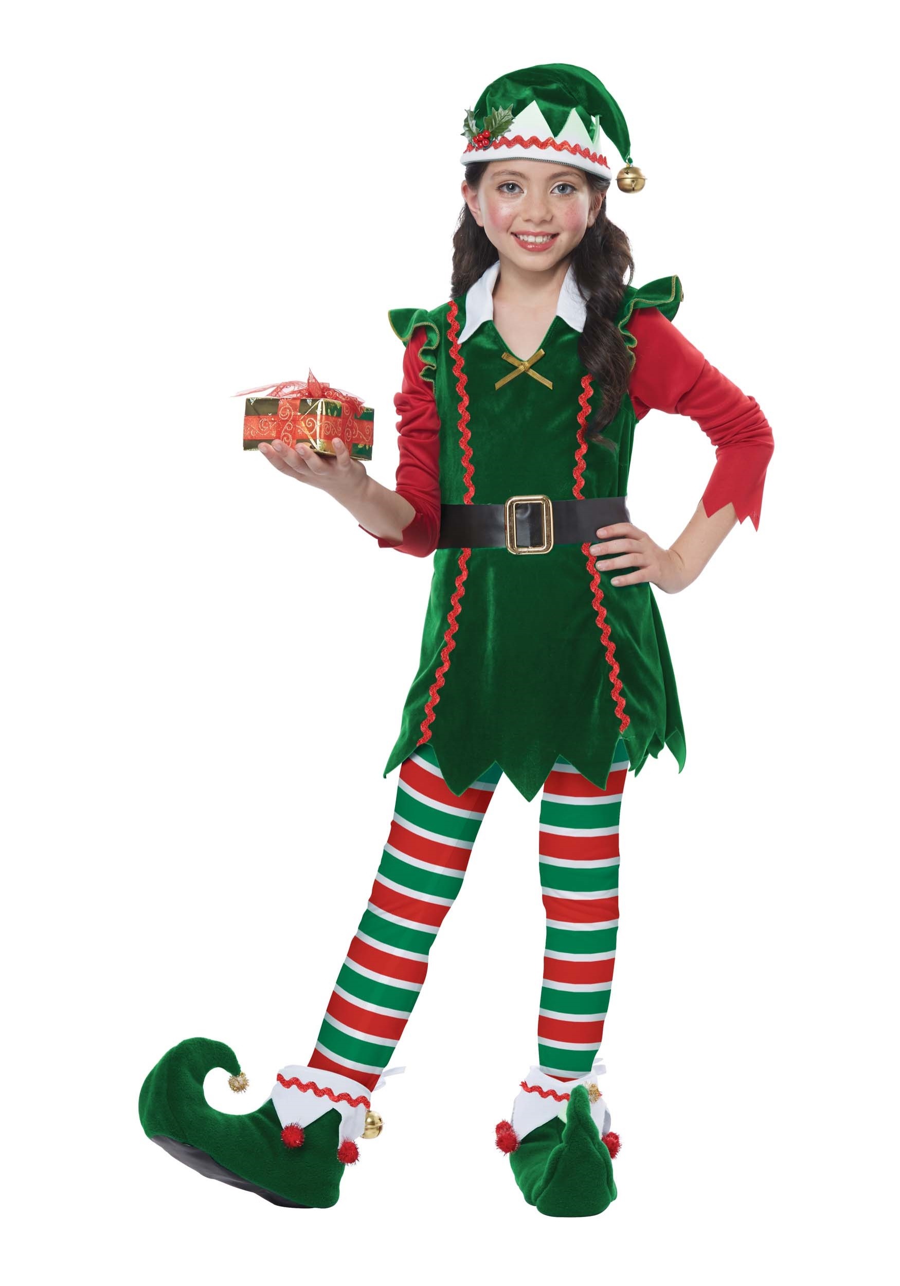 Girls Festive Elf Costume