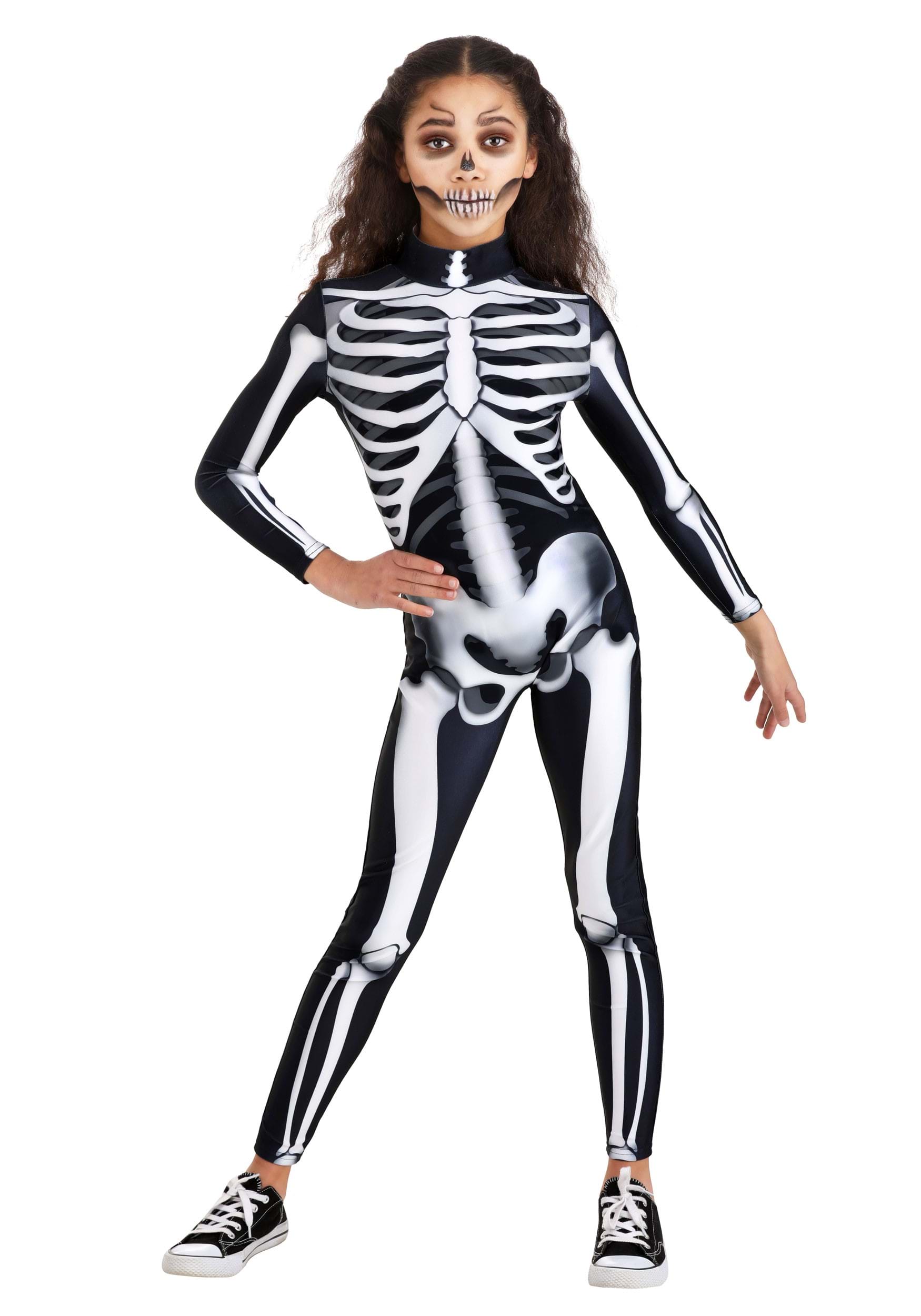 Girl’s Jumpsuit Skeleton Costume