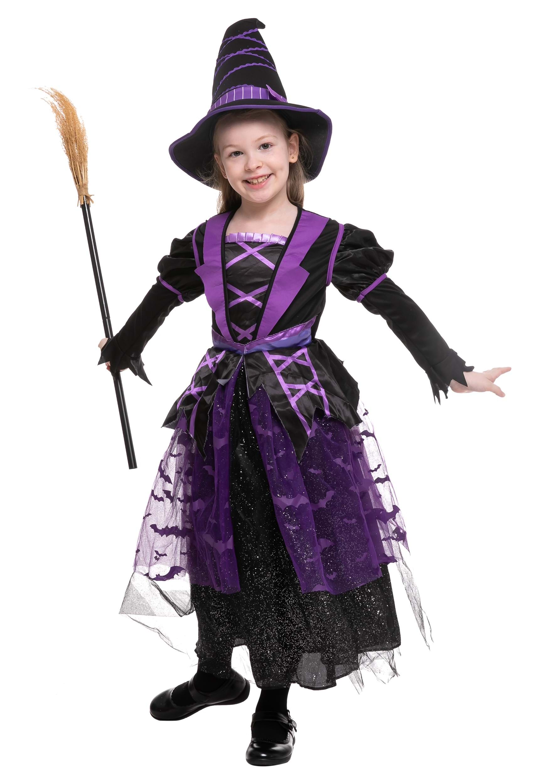 Girl’s Light Up Purple Bat Witch Costume