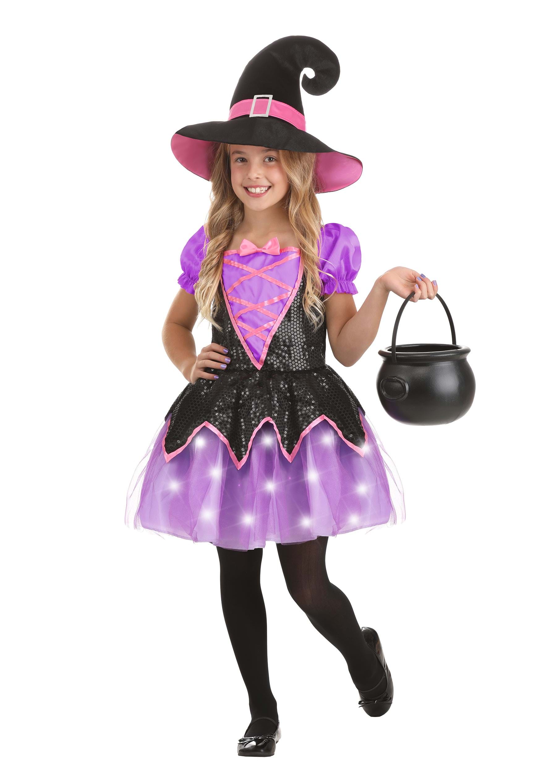 Girl’s Pink Light-Up Witch Costume