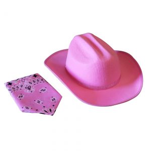 Girl's Pink Sparkle Cowboy Hat & Bandana Set