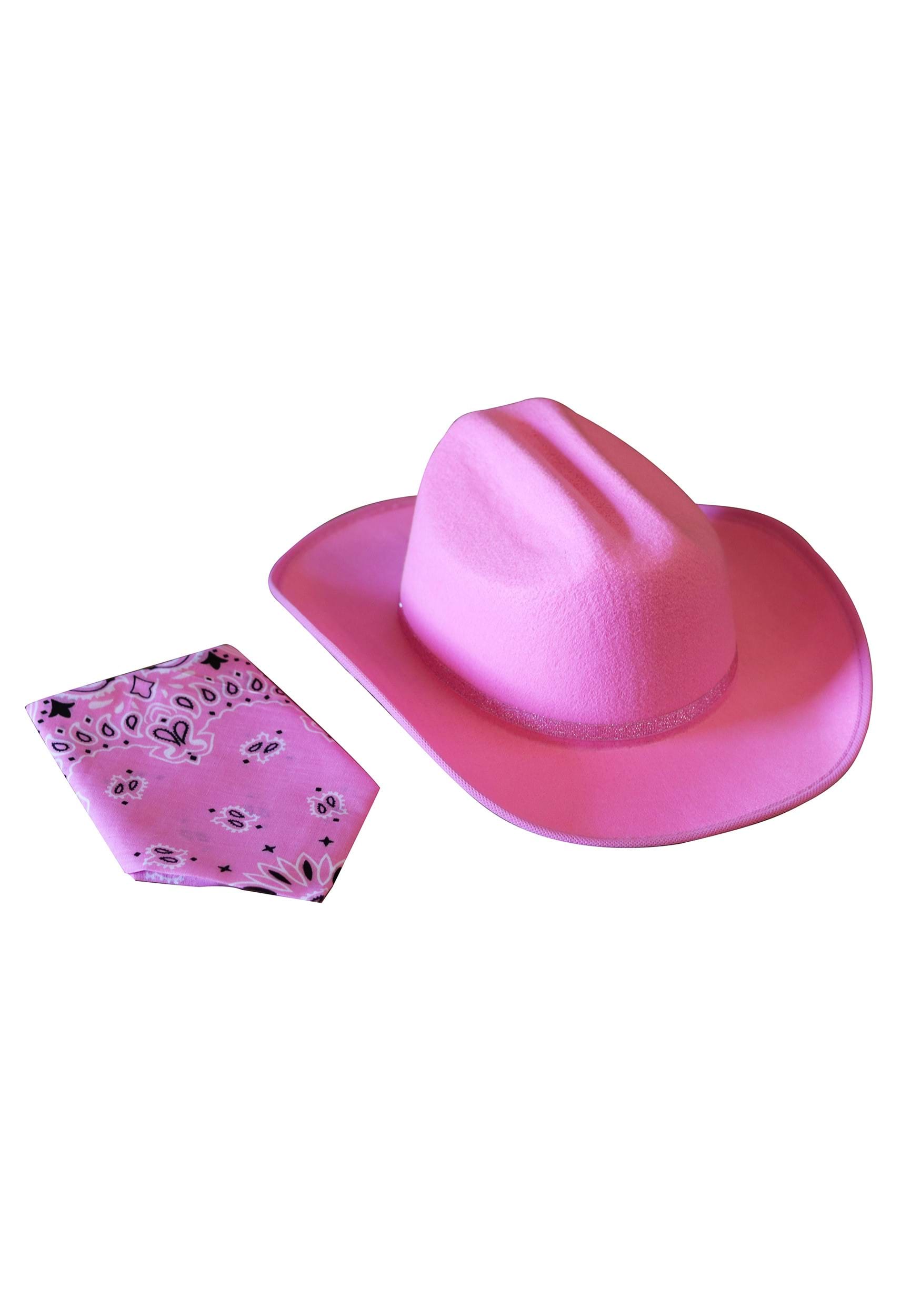 Girl’s Pink Sparkle Cowboy Hat & Bandana Set